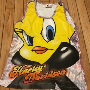 Vintage Harley Davidson Raleigh NC Tank Top Tweety Bird Looney Tunes Medium USA